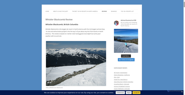 Security scan screenshot of https://skinorthamerica100.com/whistler-blackcomb-review/