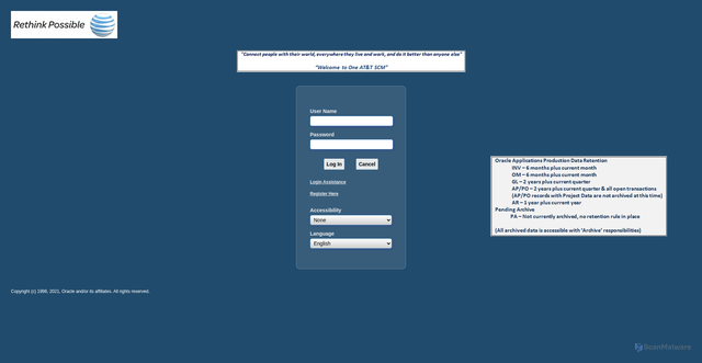 Security scan screenshot of https://scmpurchasing.att.com