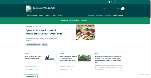 Security scan screenshot of https://comune.villacastelli.br.it/