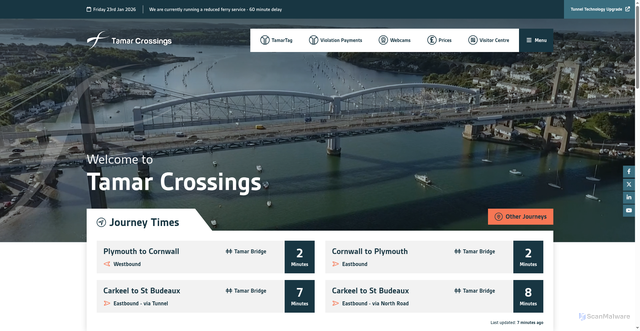 Security scan screenshot of https://www.tamarcrossings.org.uk/