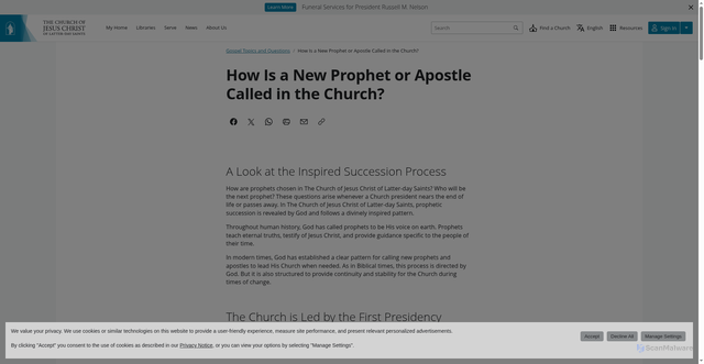 Security scan screenshot of https://www.churchofjesuschrist.org/learn/how-a-prophet-is-chosen?lang=eng