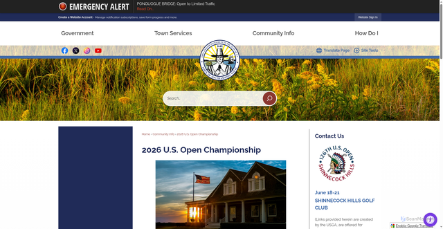 Security scan screenshot of https://www.southamptontownny.gov/2358/2026-US-Open-Championship