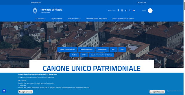 Security scan screenshot of https://www.provincia.pistoia.it/