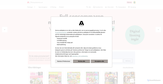 Security scan screenshot of analytics.prenumerera.se