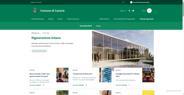 Security scan screenshot of https://comune.casoria.na.it/