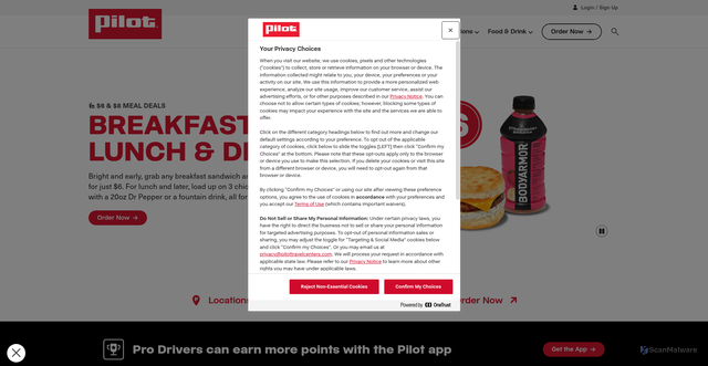 Security scan screenshot of https://pilotflyingj.com