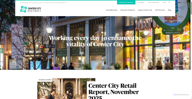 Security scan screenshot of https://centercityphila.org/