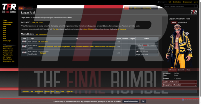 Security scan screenshot of https://thefinalrumble.miraheze.org/wiki/Logan_Paul