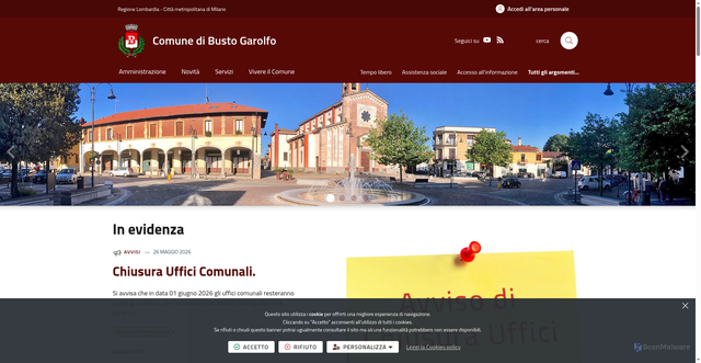 Security scan screenshot of https://www.comune.bustogarolfo.mi.it