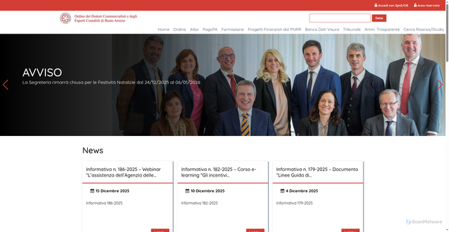 Security scan screenshot of https://www.odcec-busto.it/