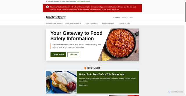 Security scan screenshot of https://www.foodsafety.gov/