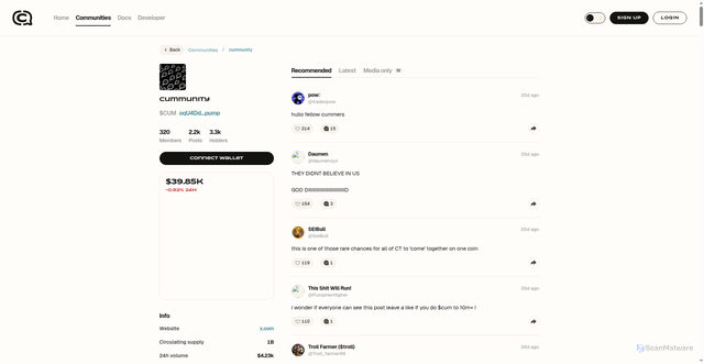 Security scan screenshot of http://coincommunity-ta.netlify.app