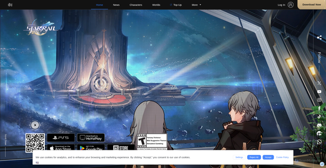 Security scan screenshot of https://hsr.hoyoverse.com/home