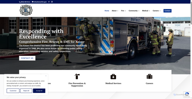 Security scan screenshot of https://keizerfire.gov/