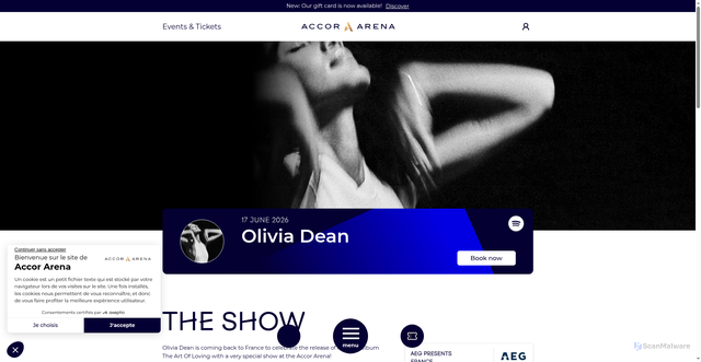 Security scan screenshot of https://www.accorarena.com/en/events-and-tickets/olivia-dean--11055
