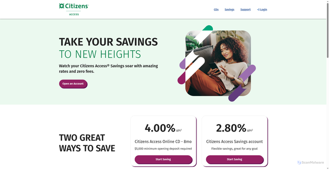 Security scan screenshot of https://citizensaccess.com