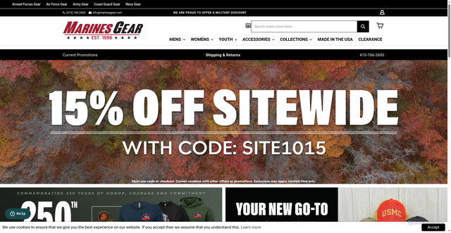 Security scan screenshot of https://www.marinesgear.com/?srsltid=AfmBOorhMtKEDVZkyIzNCa7kt0rPGs8E-FTwZit3mKsx5C8rswjn0Iih