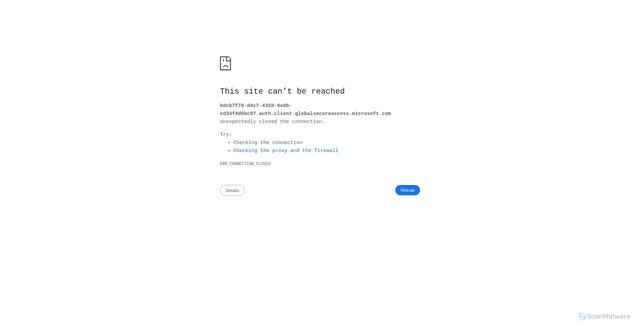Security scan screenshot of https://bdcb7f78-d4c7-432d-8a0b-cd34f4d5bc97.auth.client.globalsecureaccess.microsoft.com
