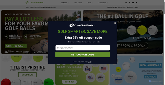 Security scan screenshot of https://lostgolfballs.com