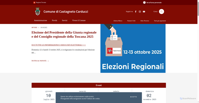 Security scan screenshot of https://www.comune.castagneto-carducci.li.it/