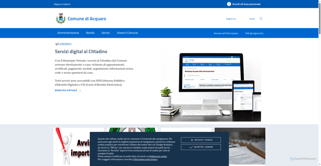 Security scan screenshot of https://www.comune.acquaro.vv.it/