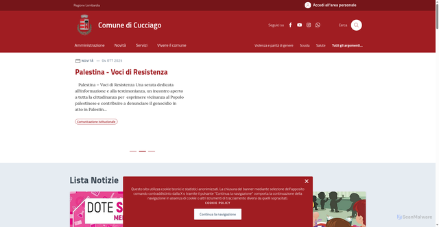 Security scan screenshot of https://comune.cucciago.co.it/