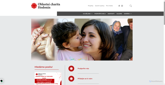 Security scan screenshot of https://hodonin.charita.cz