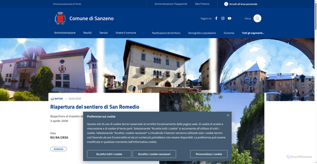 Security scan screenshot of https://www.comune.sanzeno.tn.it