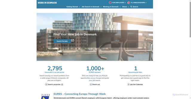 Security scan screenshot of https://www.workindenmark.dk/