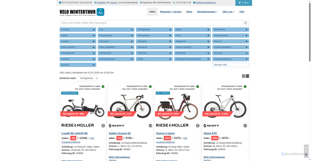 Security scan screenshot of https://velo-winterthur.ch