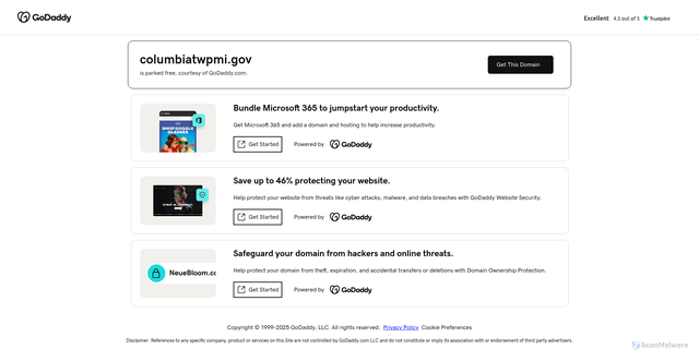 Security scan screenshot of https://columbiatwpmi.gov/