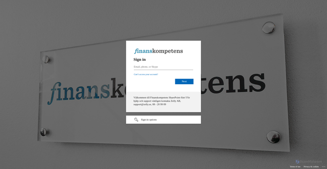 Security scan screenshot of https://finanskompetensab341.sharepoint.com/