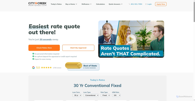 Security scan screenshot of https://citycreekmortgage.com/