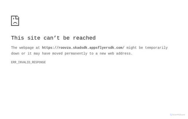 Security scan screenshot of https://roovza.skadsdk.appsflyersdk.com/