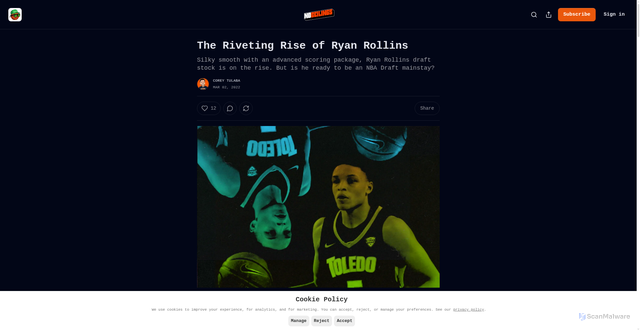Security scan screenshot of https://www.noceilingsnba.com/p/the-riveting-rise-of-ryan-rollins