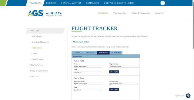 Security scan screenshot of https://flyags.com/travelers/find-a-flight/flight-tracker/