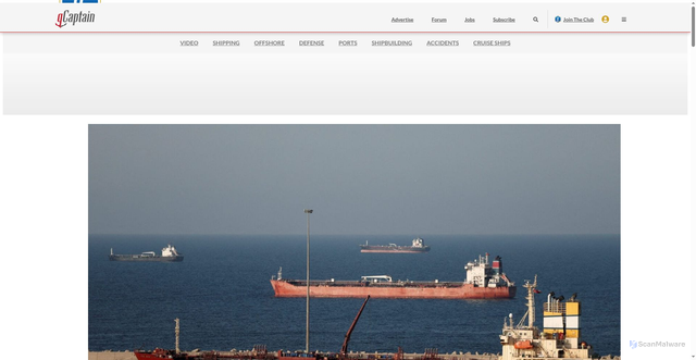 Security scan screenshot of https://gcaptain.com/oil-tankers-u-turn-in-hormuz-as-us-iran-talks-break-down/