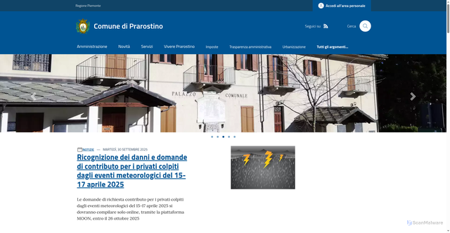 Security scan screenshot of https://www.comune.prarostino.to.it/