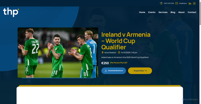 Security scan screenshot of https://thp.ie/event/republic-of-ireland-v-armenia/