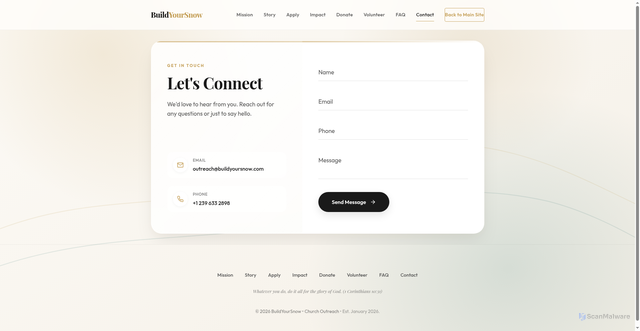 Security scan screenshot of https://buildyoursnow-website.pages.dev/outreach/contact