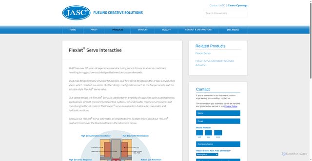 Security scan screenshot of https://jasc-controls.com/flexjet-servo-interactive/