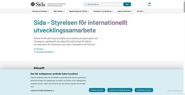 Security scan screenshot of https://www.sida.se/