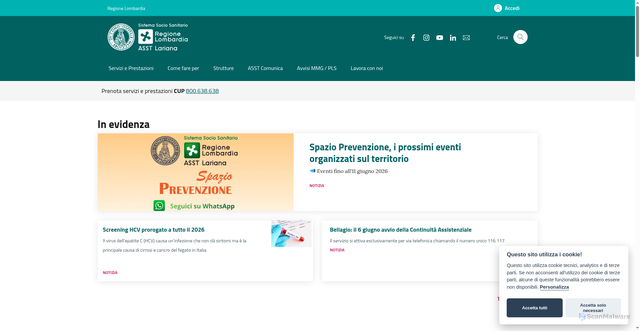 Security scan screenshot of https://www.asst-lariana.it