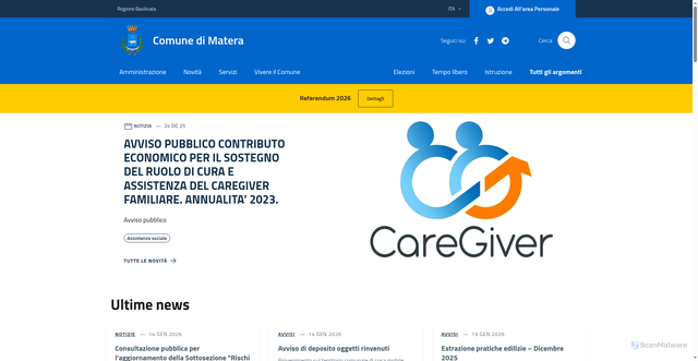 Security scan screenshot of https://comune.matera.it/