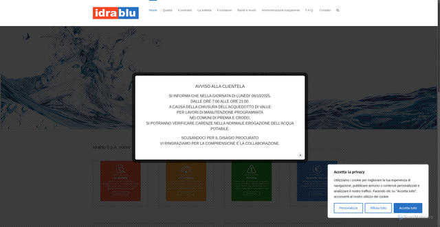 Security scan screenshot of https://idrablu.it/
