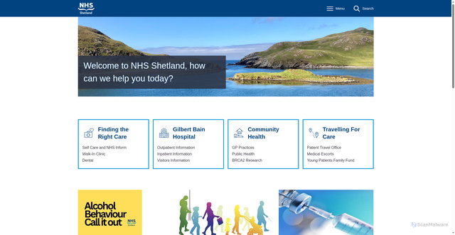 Security scan screenshot of http://www.shb.scot.nhs.uk/