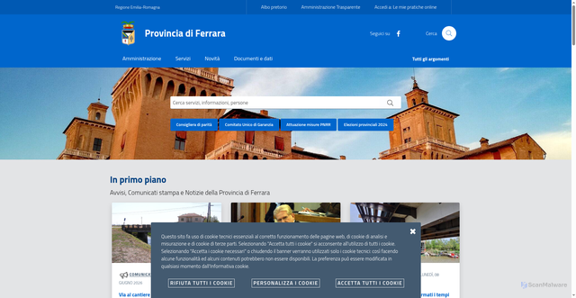 Security scan screenshot of https://www.provincia.fe.it