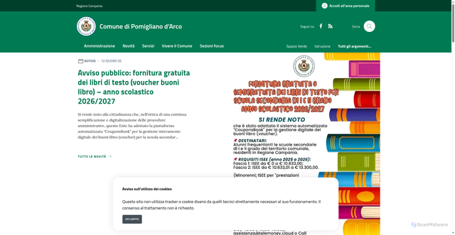 Security scan screenshot of https://www.comune.pomiglianodarco.na.it/