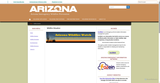 Security scan screenshot of https://wildlandfire.az.gov/wildfire-situation