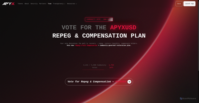 Security scan screenshot of https://recompensation-apyx.app/